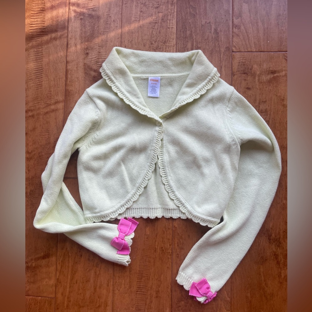 Gymboree girl cute bow shrug cropped top sweater cardigan sz M